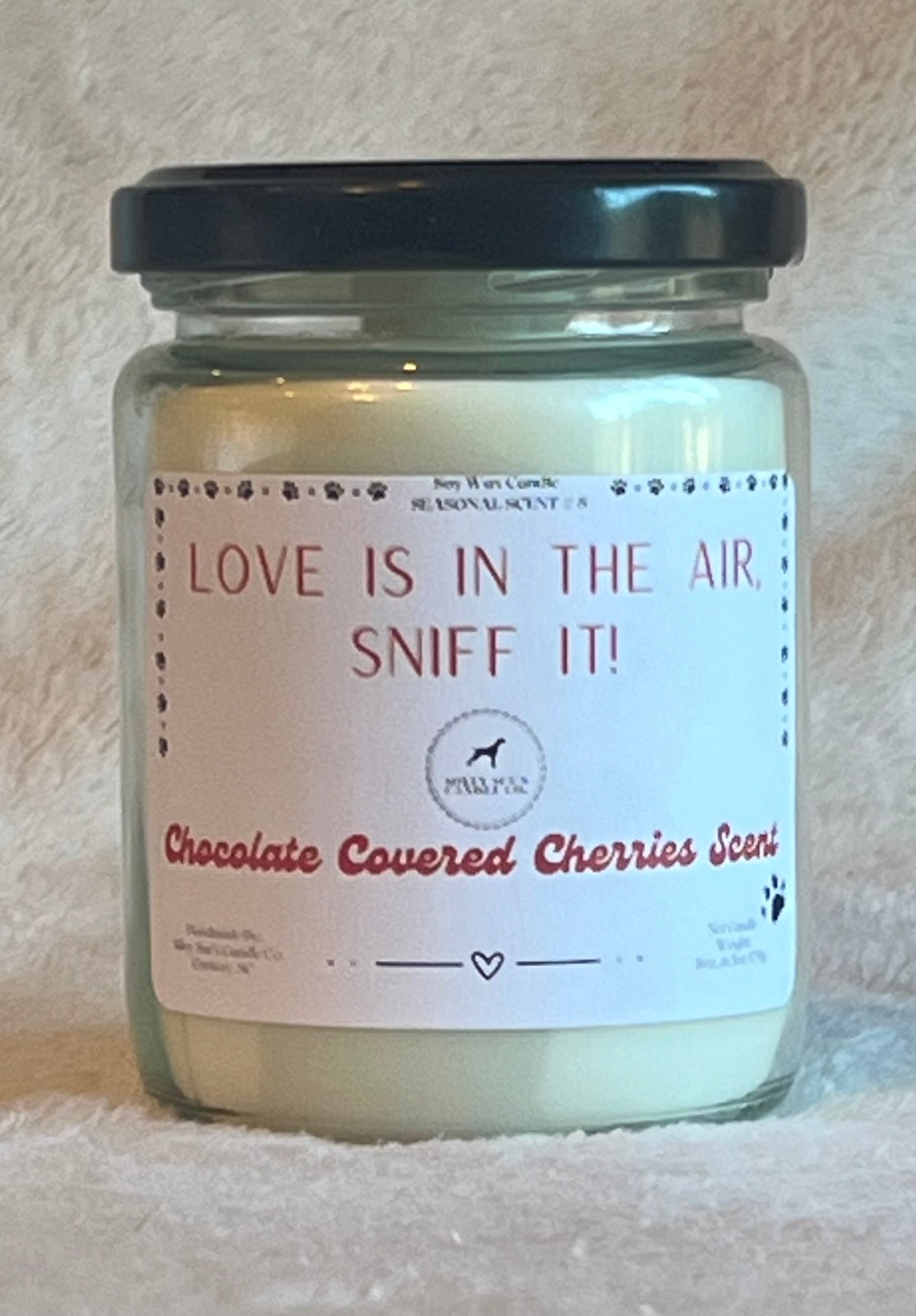 Love is in the Air, Sniff It!, Chocolate Covered Cherries Scent, Scent, 8oz Jar Candle