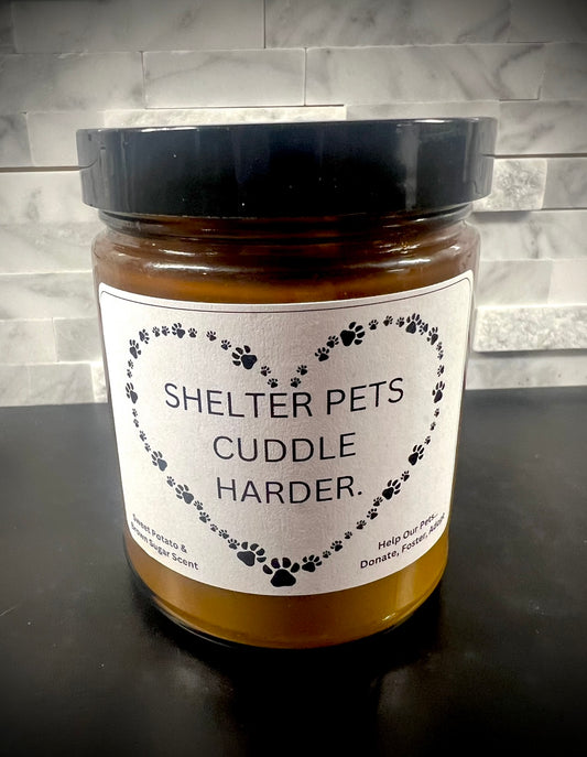 Homemade Soy Dog Themed Candle, Shelter Pets Cuddle Harder, Sweet Potato and Brown Sugar Scent