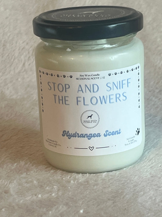 Stop and Sniff the Flowers, Hydrangea Scent, 8oz Jar Candle