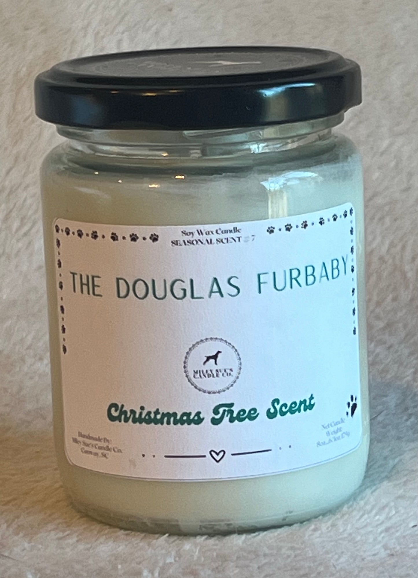 The Douglas Furbaby, Christmas Tree Scent, 8oz Glass Jar Candle