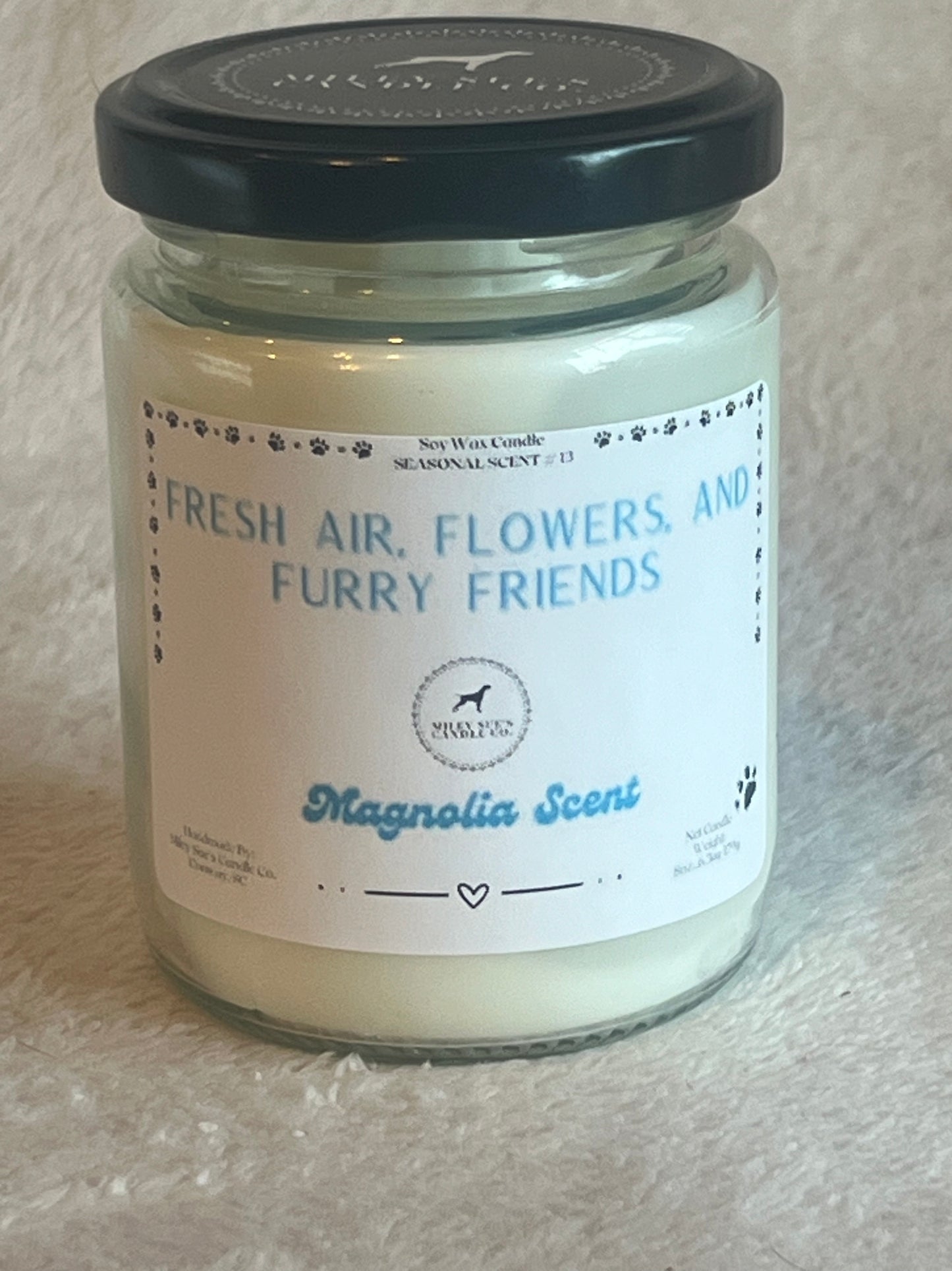 Fresh Air, Flowers, and Furry Friends, Magnolia Scent, 8oz Jar Candle