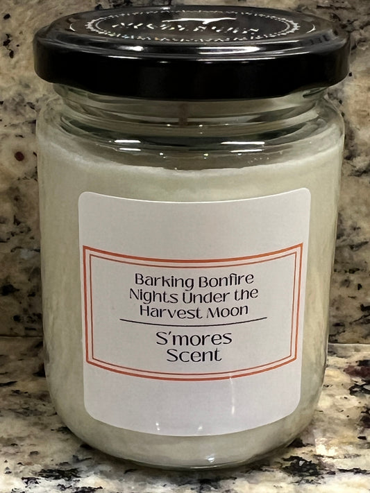 Barking Bonfire Nights Under the Harvest Moon, S'mores Scent, 8oz Jar Candle