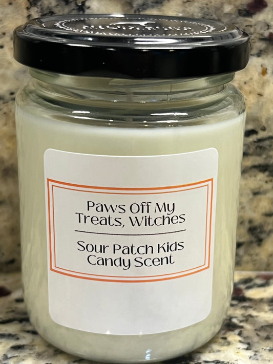 Paws Off My Treats, Witches, Sour Patch Kids Candy Scent, 8oz Jar Candle