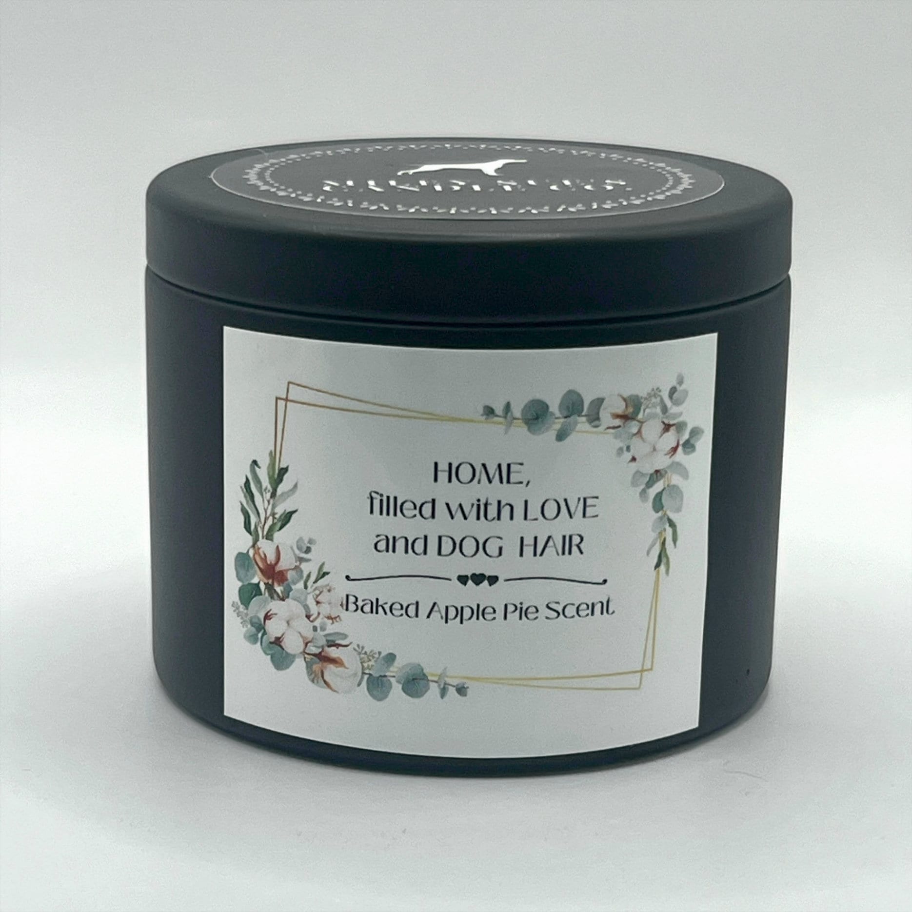 Homemade Soy Dog Candles, HOME, Filled with LOVE and DOG Hair, Baked Apple Pie Scent, 4oz Tin