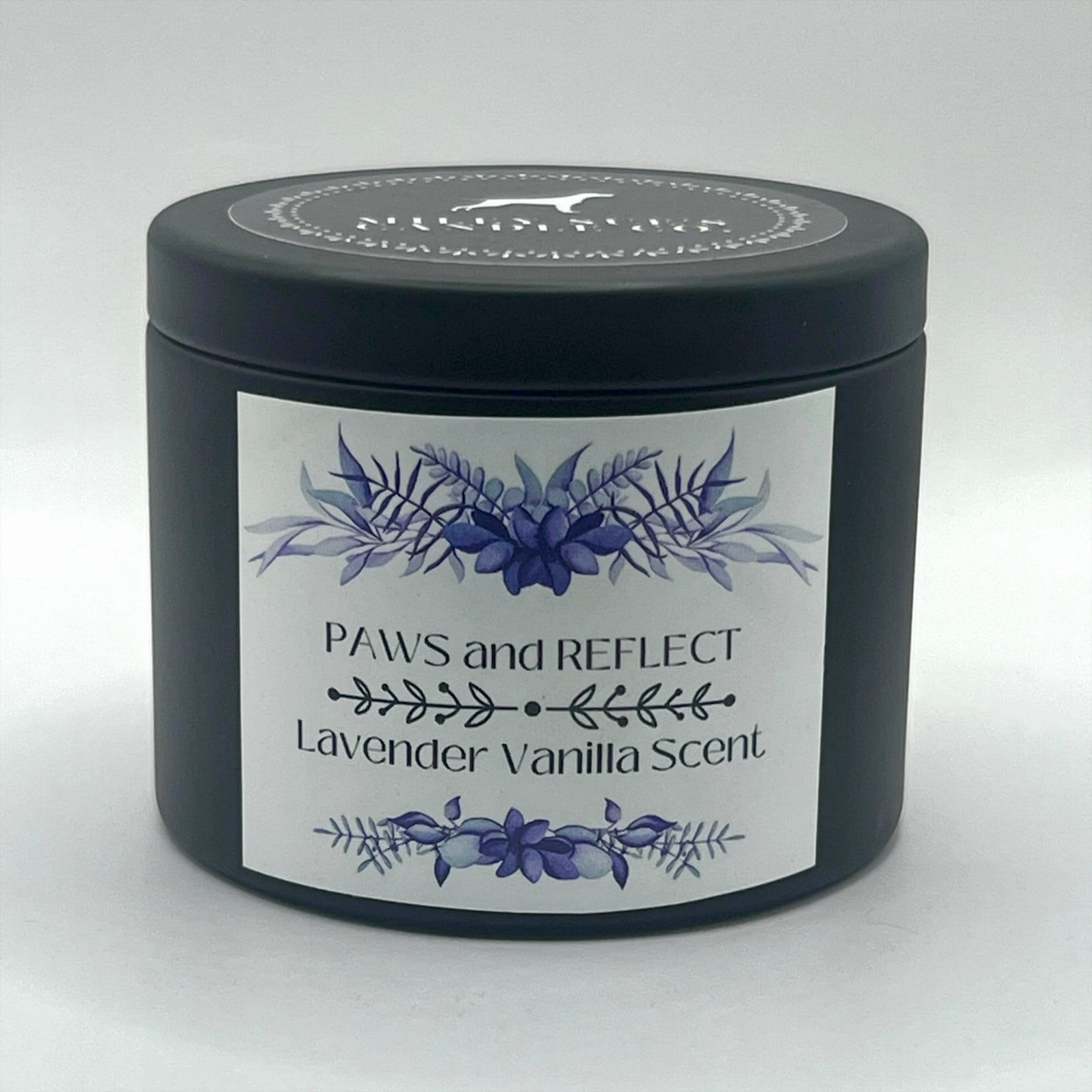 Homemade Soy Dog Candles, PAWS and REFLECT, Lavender and Vanilla Scent, 8oz Tin